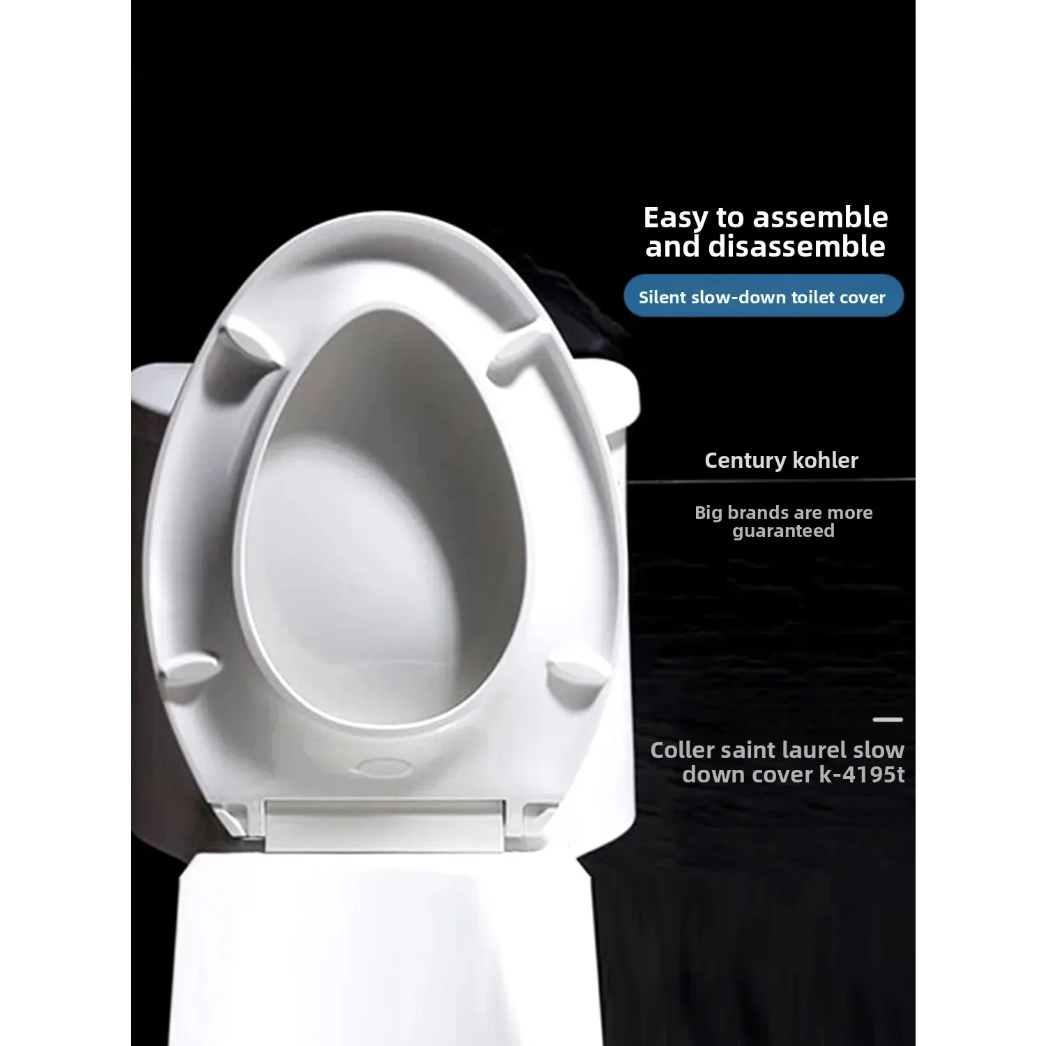 

Чехол на сиденье унитаза, совместимый с Kohler 4713T-0, утолщенное сиденье для биде с медленным закрыванием для дома