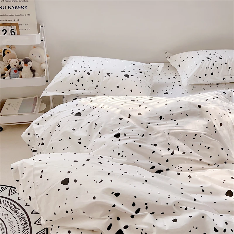 

Soft Breathable 4-Piece Hotel Sheet Flat Fitted 3-Piece Set Cover Duvet Modern Bedding Comfortable Pillowcase Cotton Nordic Bed