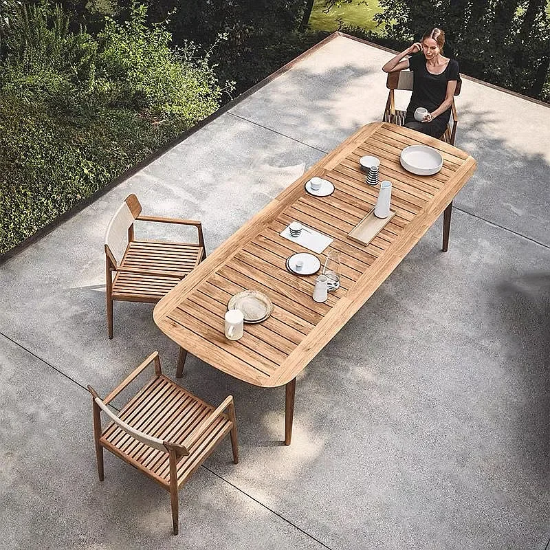 Teak outdoor tables, chairs, courtyards, gardens, hotels, customized solid wood furniture, villas, anti-corrosion combinations