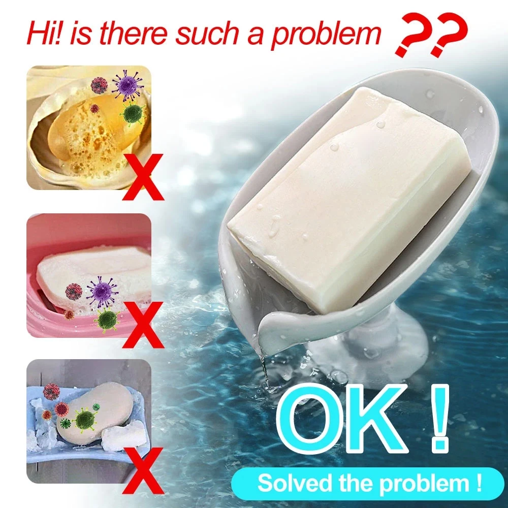 Xiaomi Leaf Shape Box Soap Holder Container Soap Bath Accessories Suction Cup Dish with Water Drain for Bathroom Soap Holder