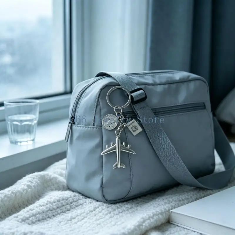 F2TD Daily Carry Travel Charm Keyring Decoration with Plane Direction Pendants for Wallets Keys and Zippers