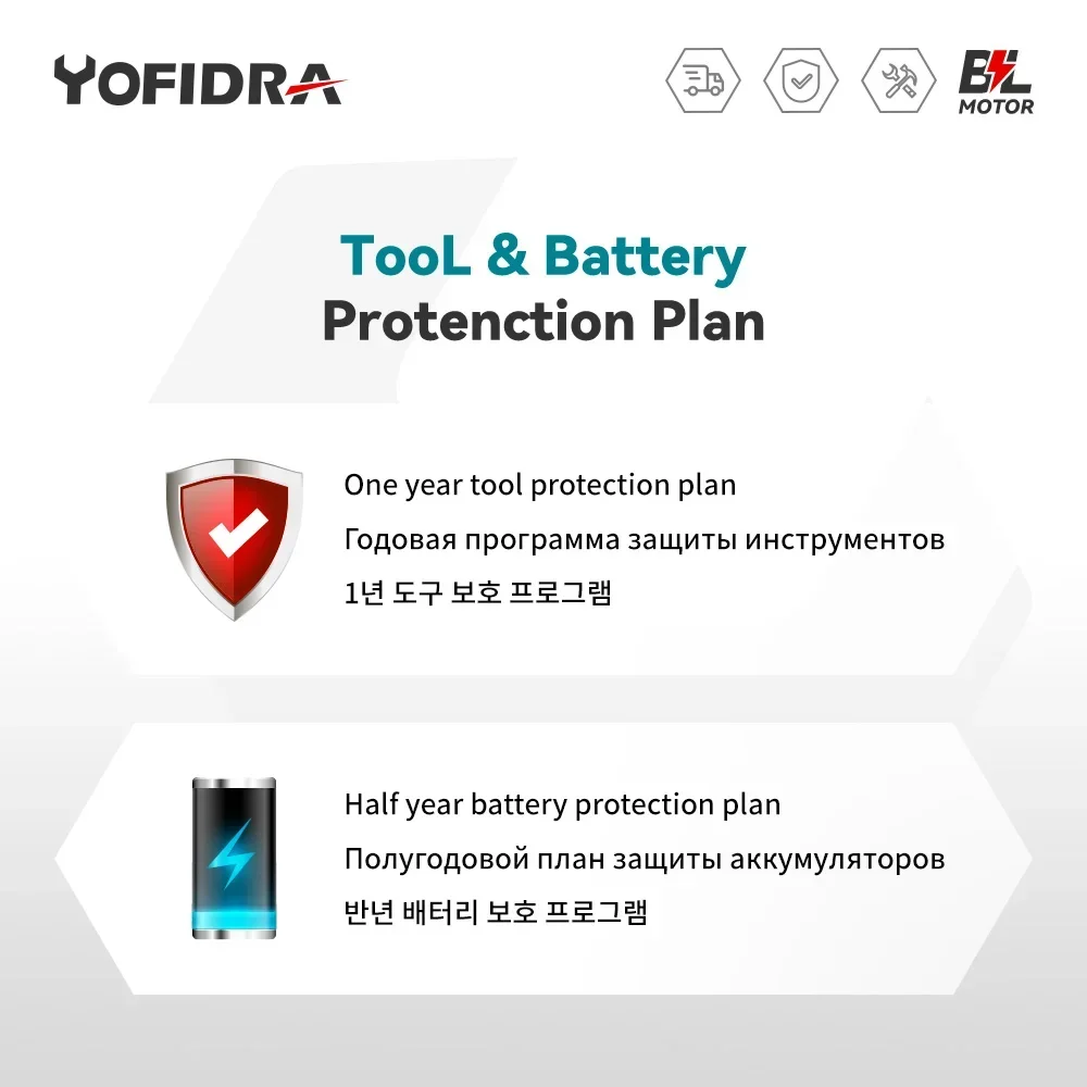 Yofidra 1000N.m 20V Brushless Electric Impact Wrench Cordless Wrench Socket 1/2 Inch Li-ion Battery For Makita 18V Battery