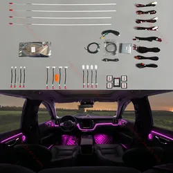 64-Color Ambient Light For Volvo XC60 S60 2018-2022 Button Control LED Atmosphere Lamp illuminated Strip car interior decoration