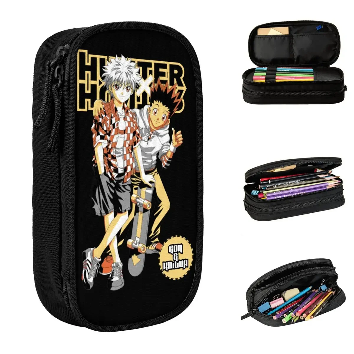 Gon And Killua Pencil Case New Hunter X Hunter HXH Anime Pen Box Bag for Student Big Capacity Students School Gift Pencil Box