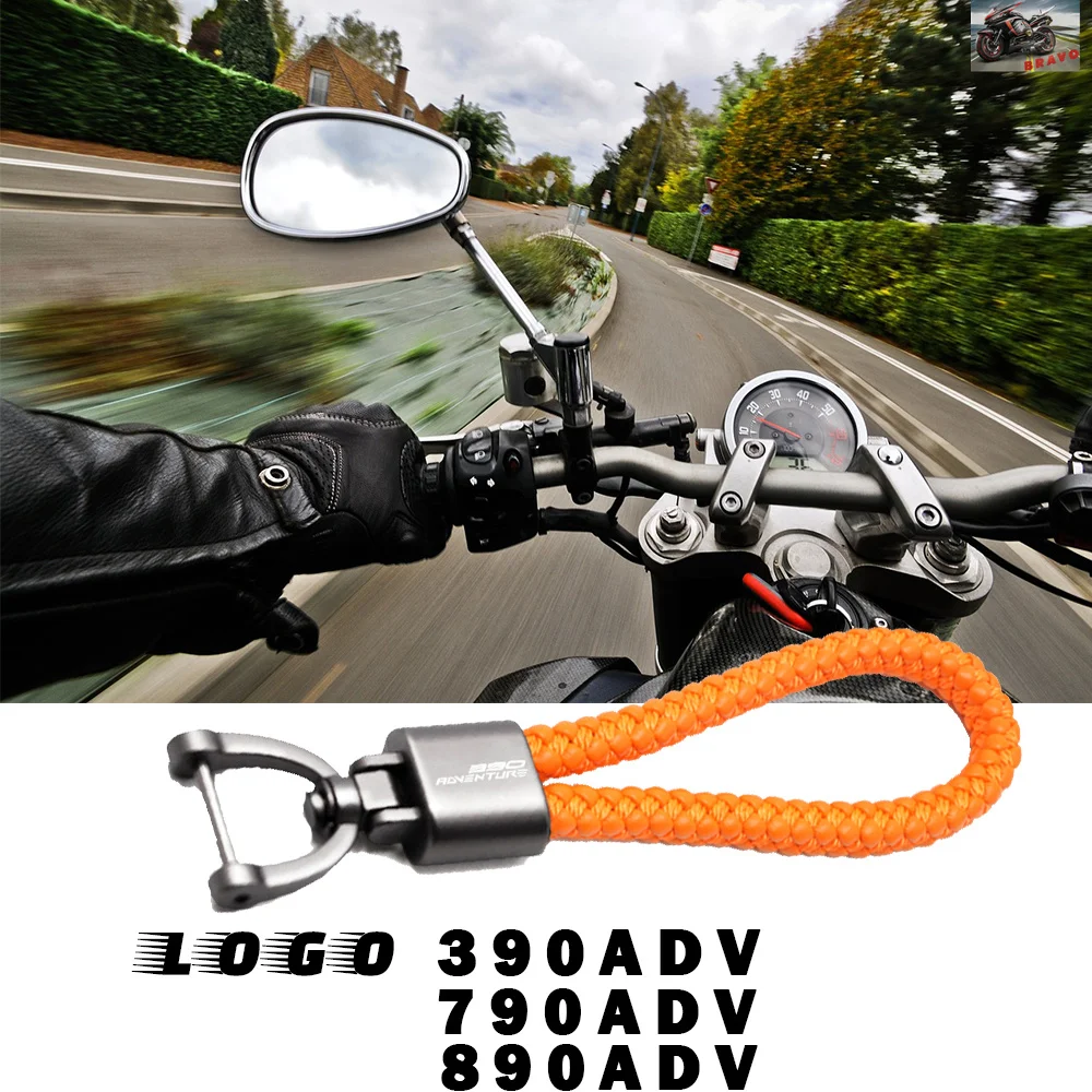 Logo For Ktm 390 790 890 Adventure Adv 390Adv 790Adv 890Adv Hand Woven Keychain Custom Logo Leather Metal Keyring Accessories