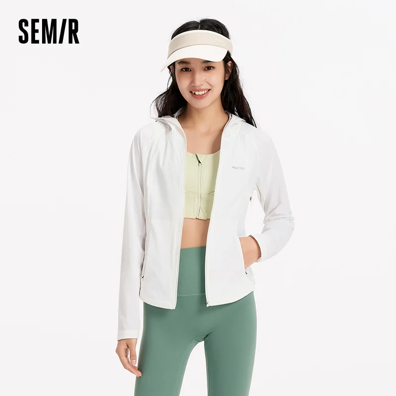 Semir Women Jacket UV Protection Cool Feeling Breathable Moisture Wicking High Elastic Slim Raglan Sleeve Hiking Outdoor Top 202