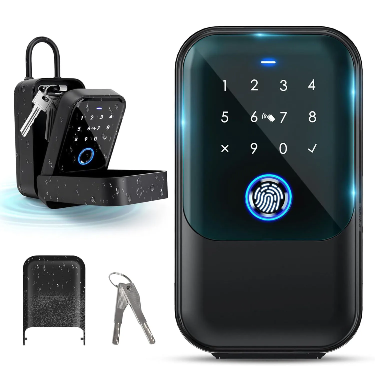 

Smart Key Lock Box Fingerprint Control Ekey Passcode Access Card Bluetooth Unlock for Convenient Home Wall Mounted Door Hanging