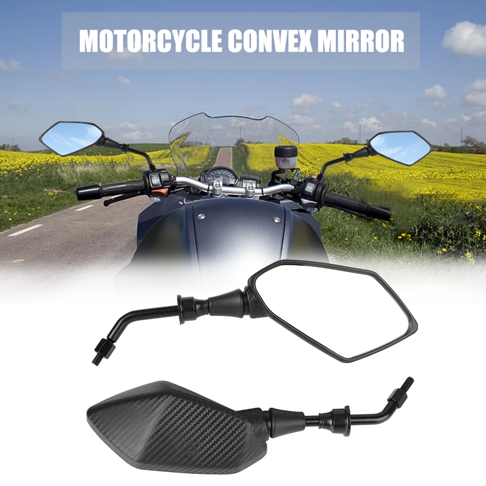 8/10mm Motorcycle Rear View Mirrors Fake Carbon Fiber Decorative Universal For Electric Bicycle E-Bike Pit Dirt Bike Scooter ATV