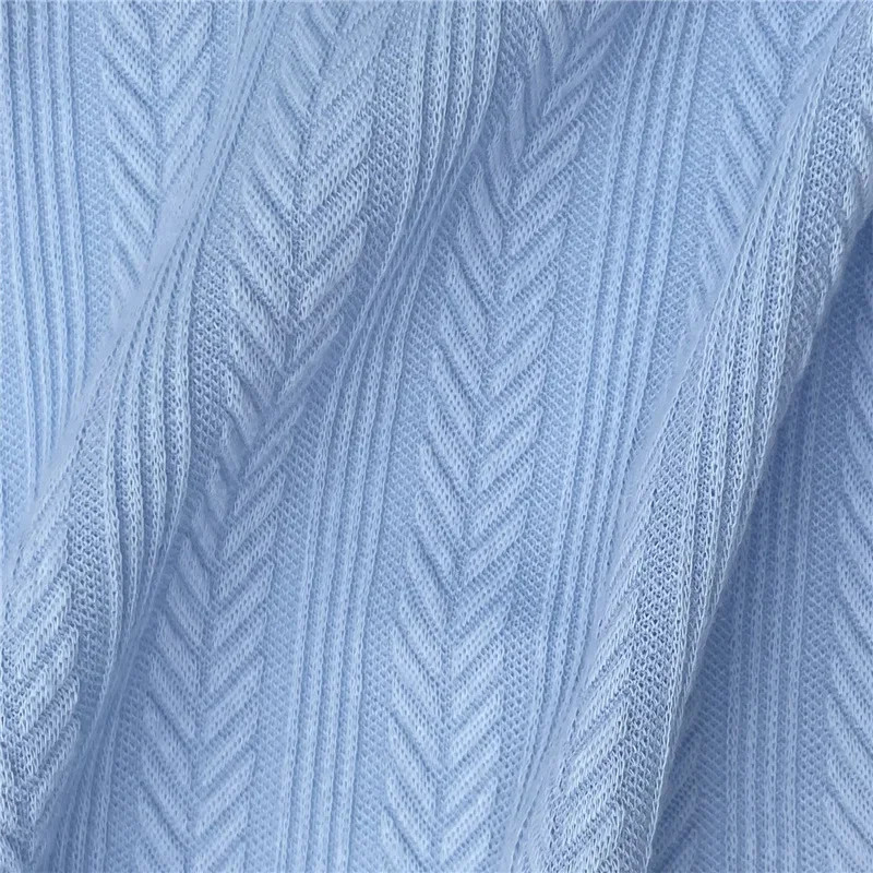 

100x160cm Low Elastic Jacquard Knitted Fabric Striped Twist Polyester-Spandex Imitation Cotton Fabric for Dresses Sweaters DIY