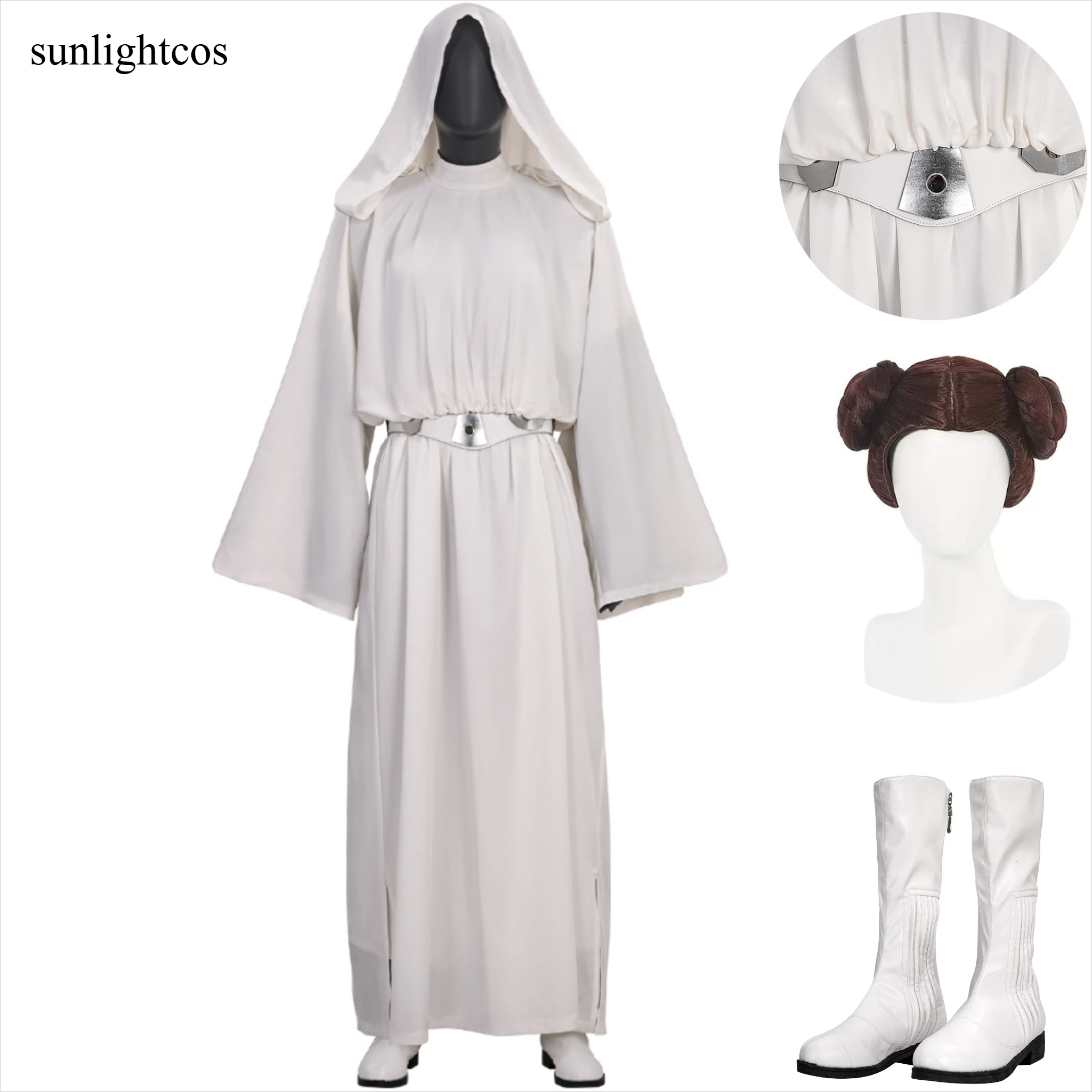 Disfraz de princesa Leia, disfraz de Cosplay, disfraces elegantes para mujer, trajes de fiesta de Carnaval y Halloween