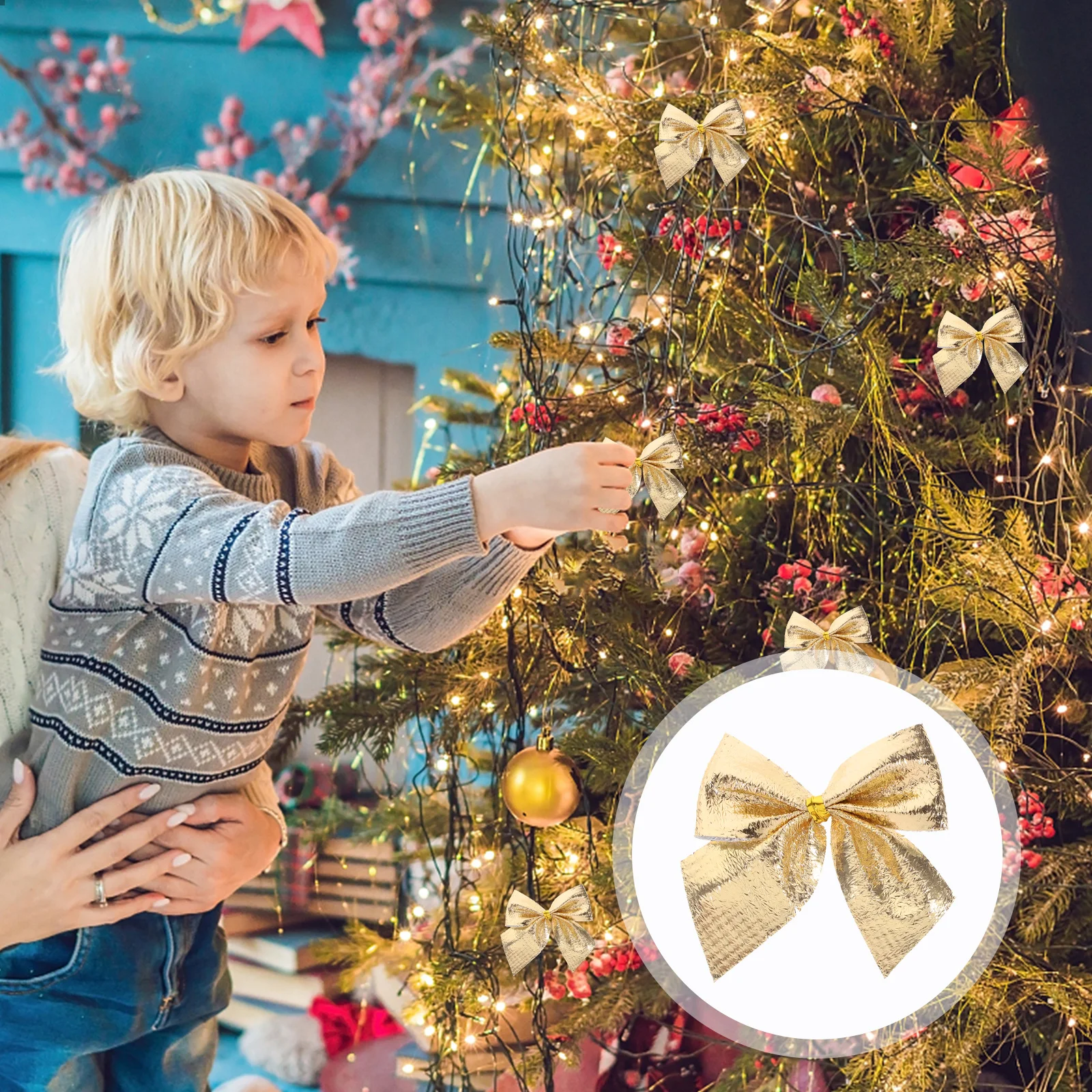 

120 Pcs Silver Ribbon for Christmas Tree Holiday Decorations Bows Craft Ornament Wreath Supplies