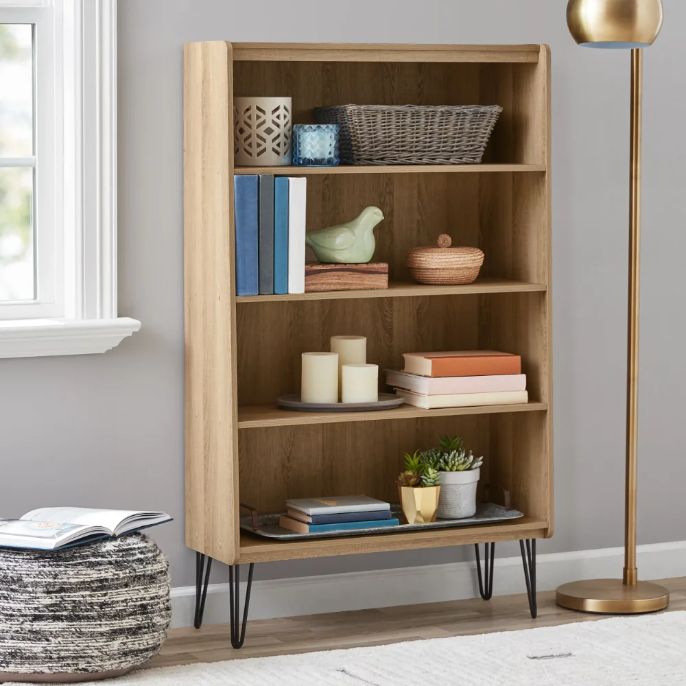 2023 New Mainstays Hairpin 4-Shelf Bookcase