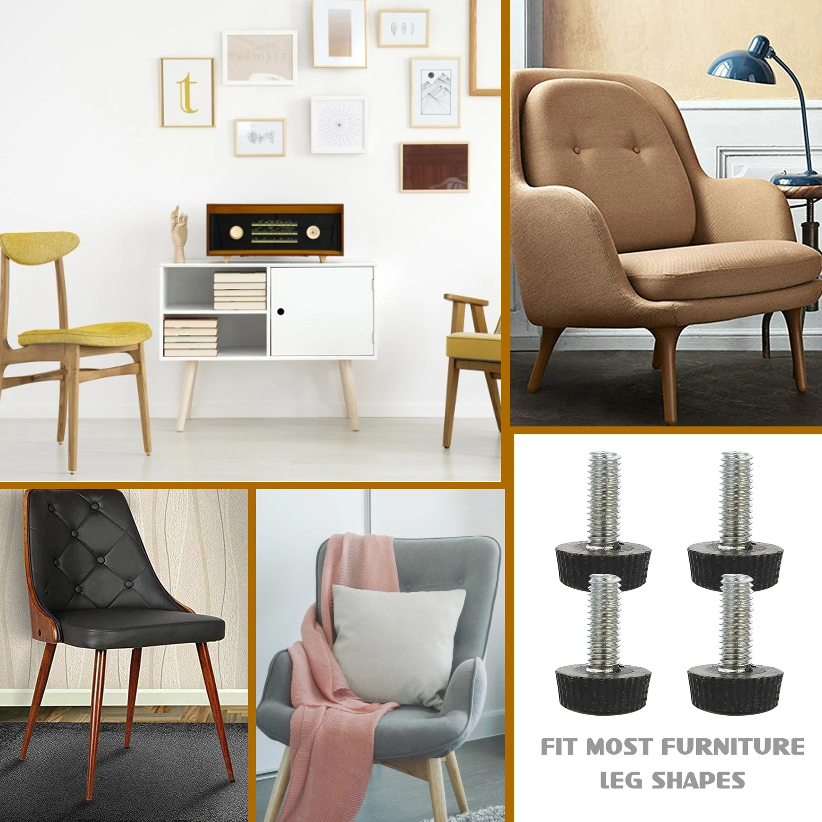 

30pcs Furniture Leveling Feet Adjuster Threaded PP Accessories Chairs Tables Durable Easy Install Adjustable Height Conference