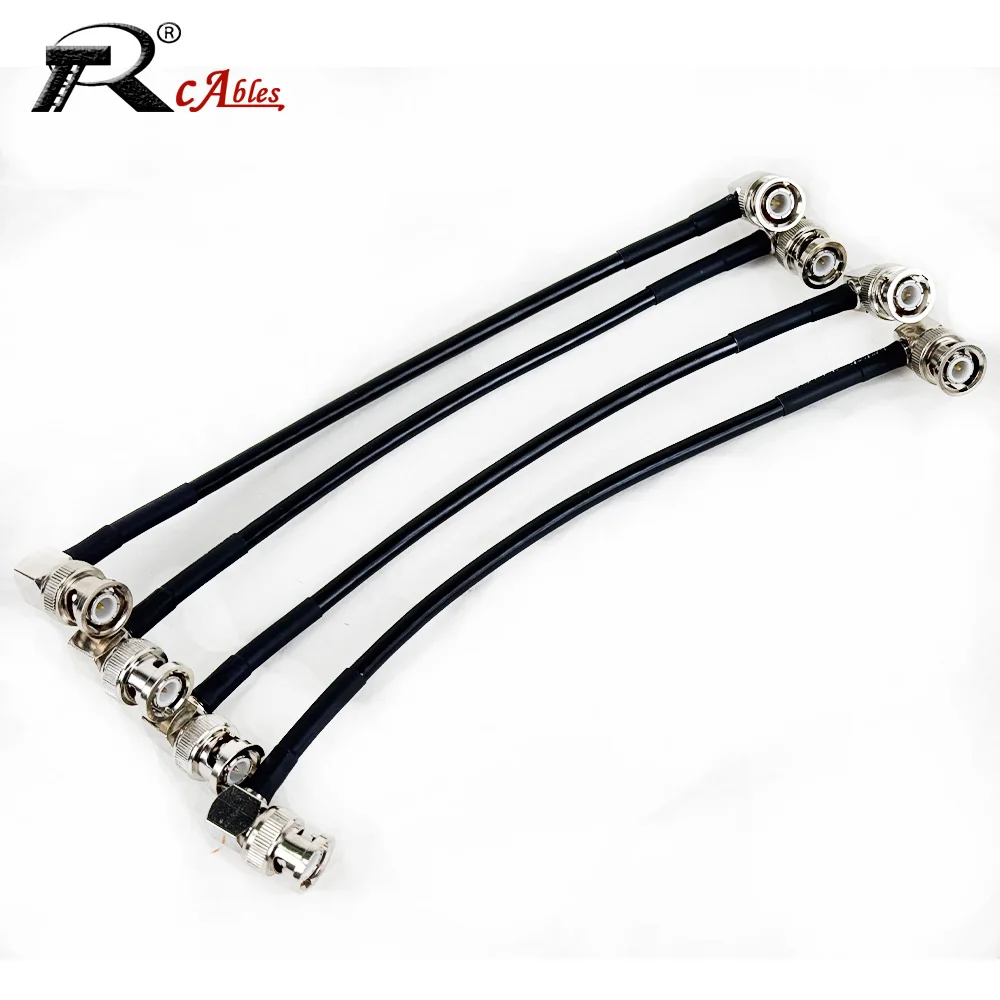 1PC RF Coaxial Cable BNC Male Right Angle Plug RG316 RG174 RG58 RG179 RG400 Crimp Connector Dual BNC Male Plug Wire