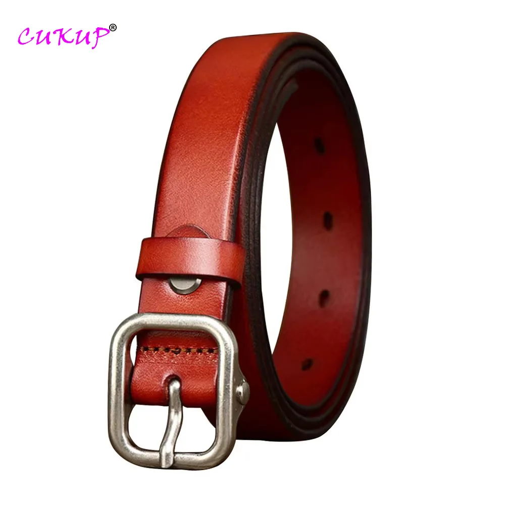 

Top Quality Solid Pure Cow Leather Alloy Pin Buckle Belts for Women 2.4cm Wide