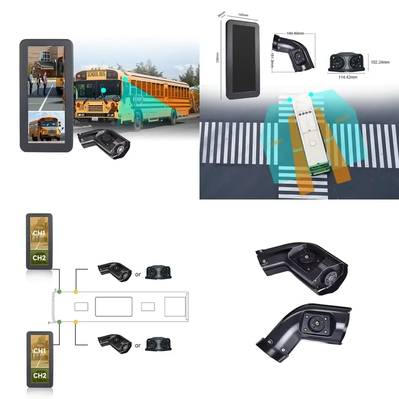 【CHIMU HOME】 12.3 inch IPS split screen 1080P rearview mirror DVR with long arm camera for truck bus car