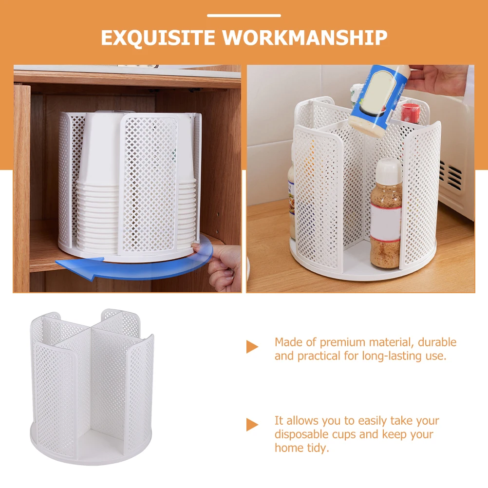 

Rotatable Paper Cup Holder Disposable Cup Dispenser Shelf Organizer Countertop Multiple Scenario Storage Rack