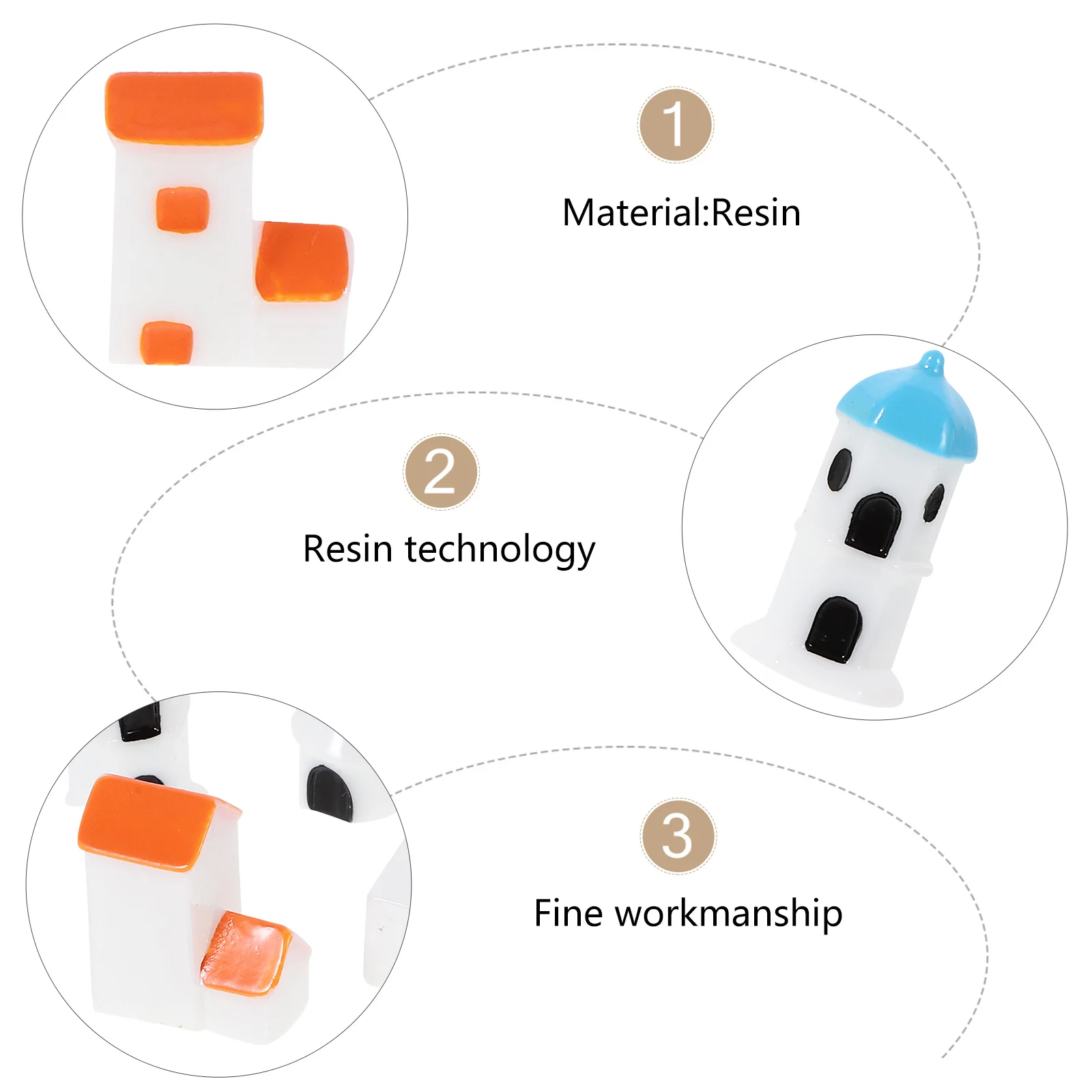 

12pcs Mini Mediterranean Style Resin House Ornament For Garden Decor Micro Landscape Diy Desktop Decoration Portable Tiny Fairy