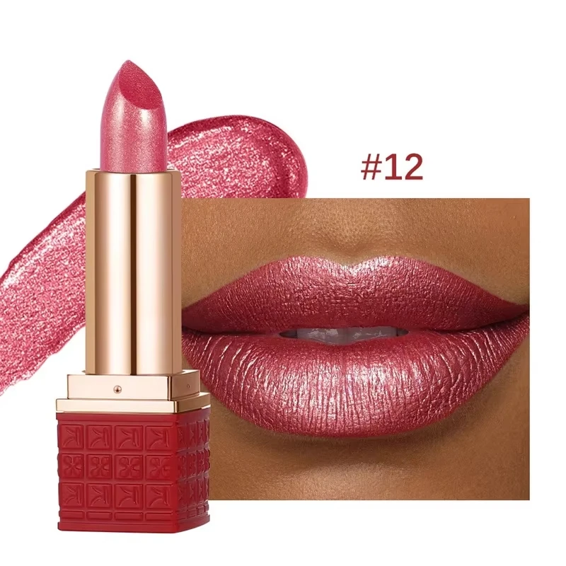 

Rose Bright Lipstick, Glossy Velvet Texture, Durable, Make Your Lips Shiny, Waterproof, Anti-Fouling Glitter Lip Stick
