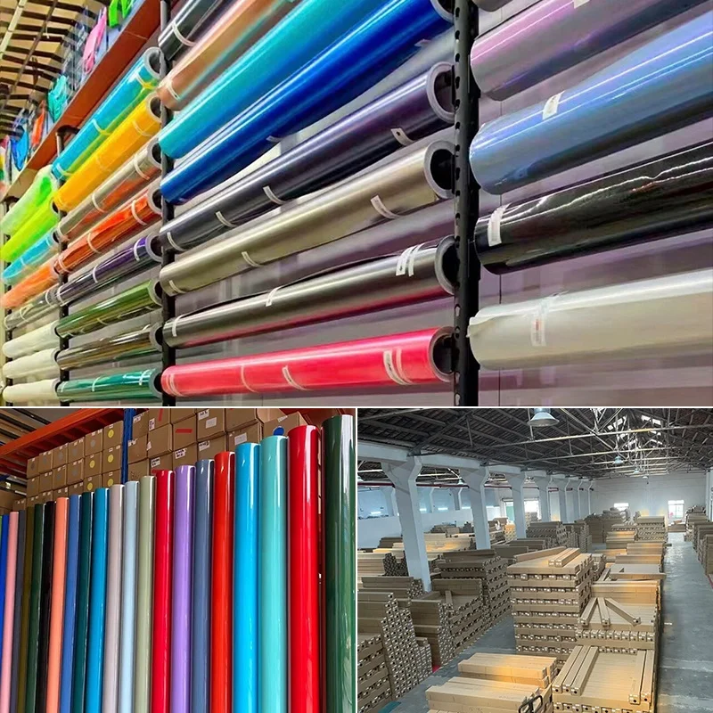 인기 있는 컬러풀 블랙 레드 에어 버블 프리 1.52*18m PET 컬러 체인지 카 랩핑 필름 자동차 랩 비닐 필름