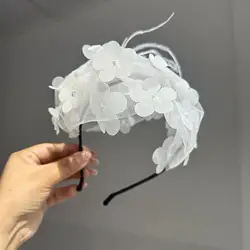 Fashion Women Feather Net Yarns Hat Wedding Accessories Mesh Veil Headdress Caps Hairband Headband