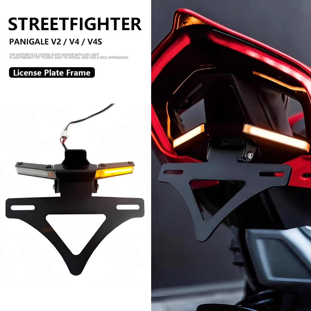 

New Motorcycle License Plate Bracket Holder For Ducati Panigale V4S Streetfighter V4 S V2 2020-2024 Rear Short Tail Bracket Kit
