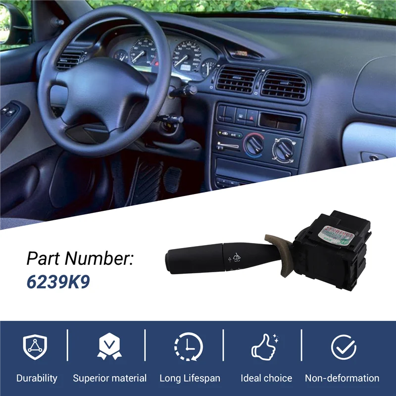 جيدًا لـ 406 406 RESTYLING Citroen ZX نافذة غسل مسح التحكم التبديل تنظيف الزجاج ممسحة التبديل 6239K9 #4