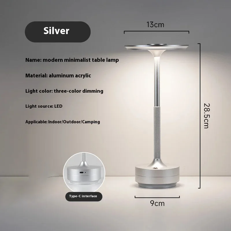 HPH Kabellose Einfache Dekorative Tischlampe Stufenlos Dimmbar Atmosphärisch Klassisch Retro Tragbare Wiederaufladbare Touch-Schreibtischlampe 5