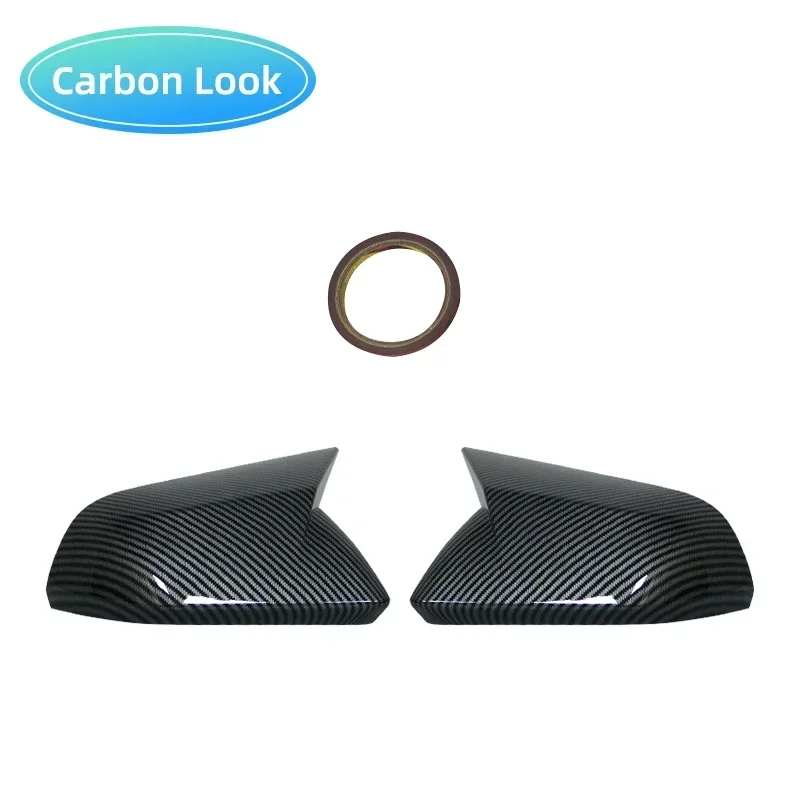 1 Pair Glossy Black Carbon Fiber Color Rearview Side Mirror Cover Caps for Ford Mustang 2015-2022 Auto Exterior Accessories