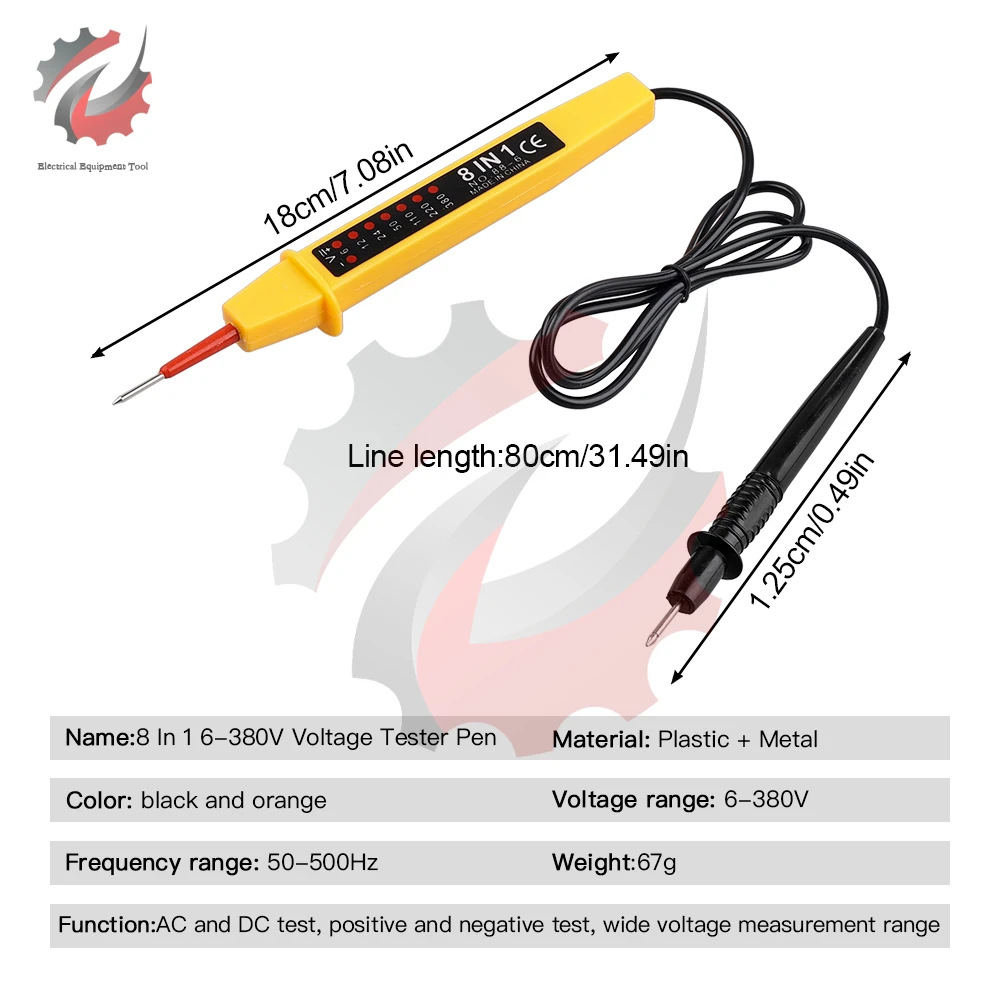 8 In 1 6-380V Voltage Tester Pen Polarity Current Tester Screwdriver Probe Voltage Tools Electrical Voltage Meters Instruments