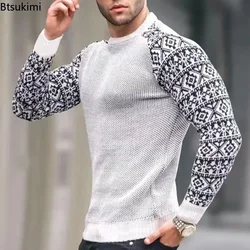 Ropa de otoño e invierno para hombre, suéteres finos informales a la moda con cuello redondo, Camisa de punto ajustada y cálida, jersey para hombre 3XL 2024