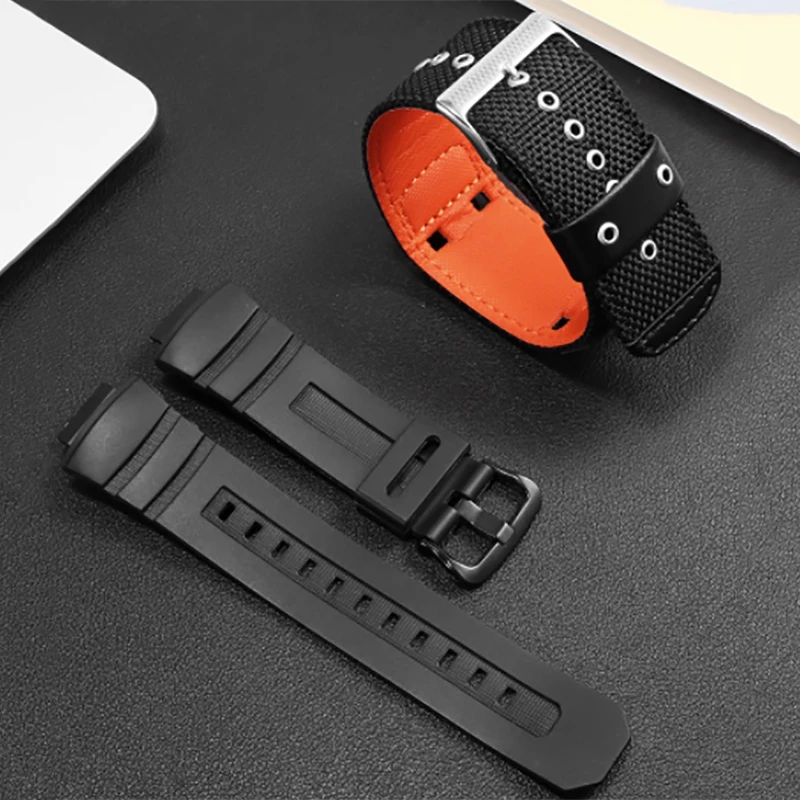 ل كاسيو AW-591 AW-590 AWG-M100 DW5600 DW-5600 G7700 تعديل النايلون حزام الساعات حزام ساعة سيليكون 16 مللي متر سوار مقاوم للماء #5