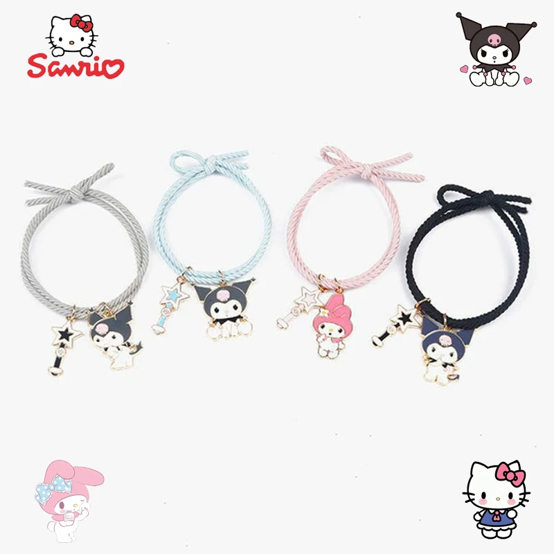 

Пара браслетов Sanrio Melody Kuromi для парней и девушек, привлекательная Женская веревка для волос