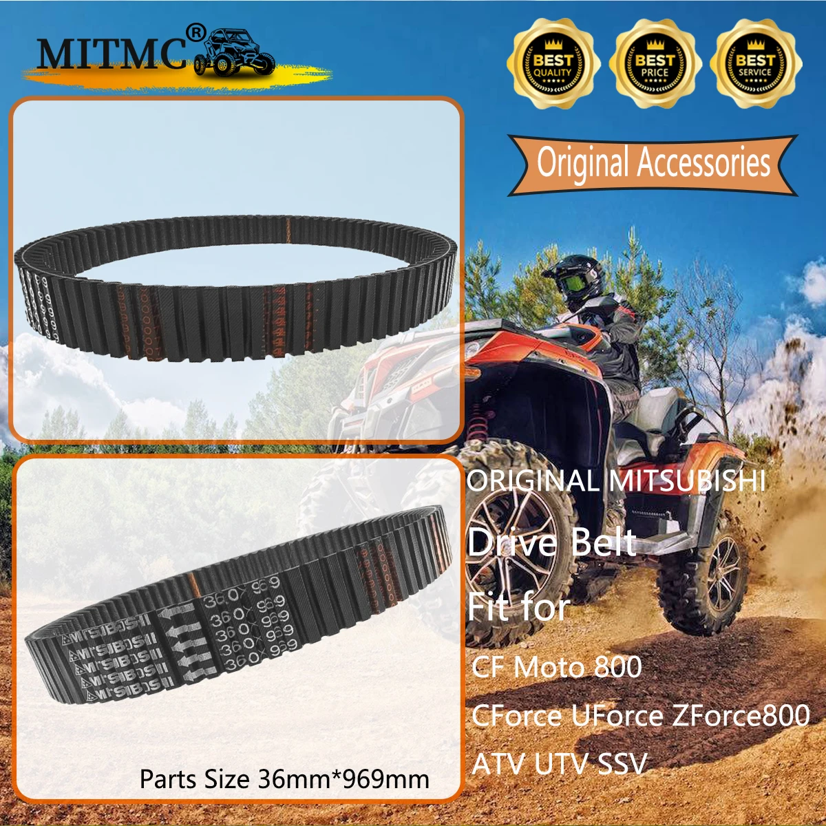 ORIGINAL MITSUBISHI Drive belt for CF 800 CForce UForce ZForce Terracross 800  X8 ATV UTV SSV  0800-055000-0001