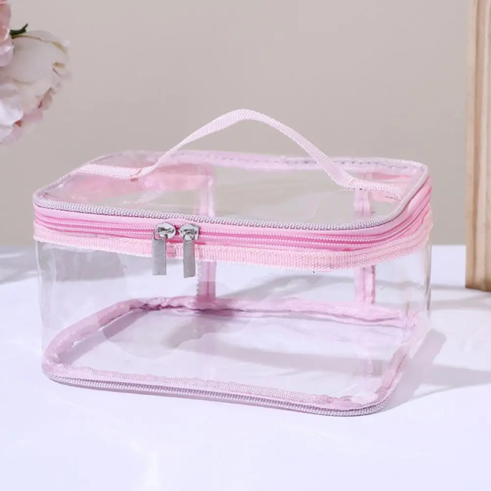 Transparent Pvc Storage Bag Double Compartment Toiletry Bag Waterproof Storage Bag with Dual Zipper Closure Capacity for Travel