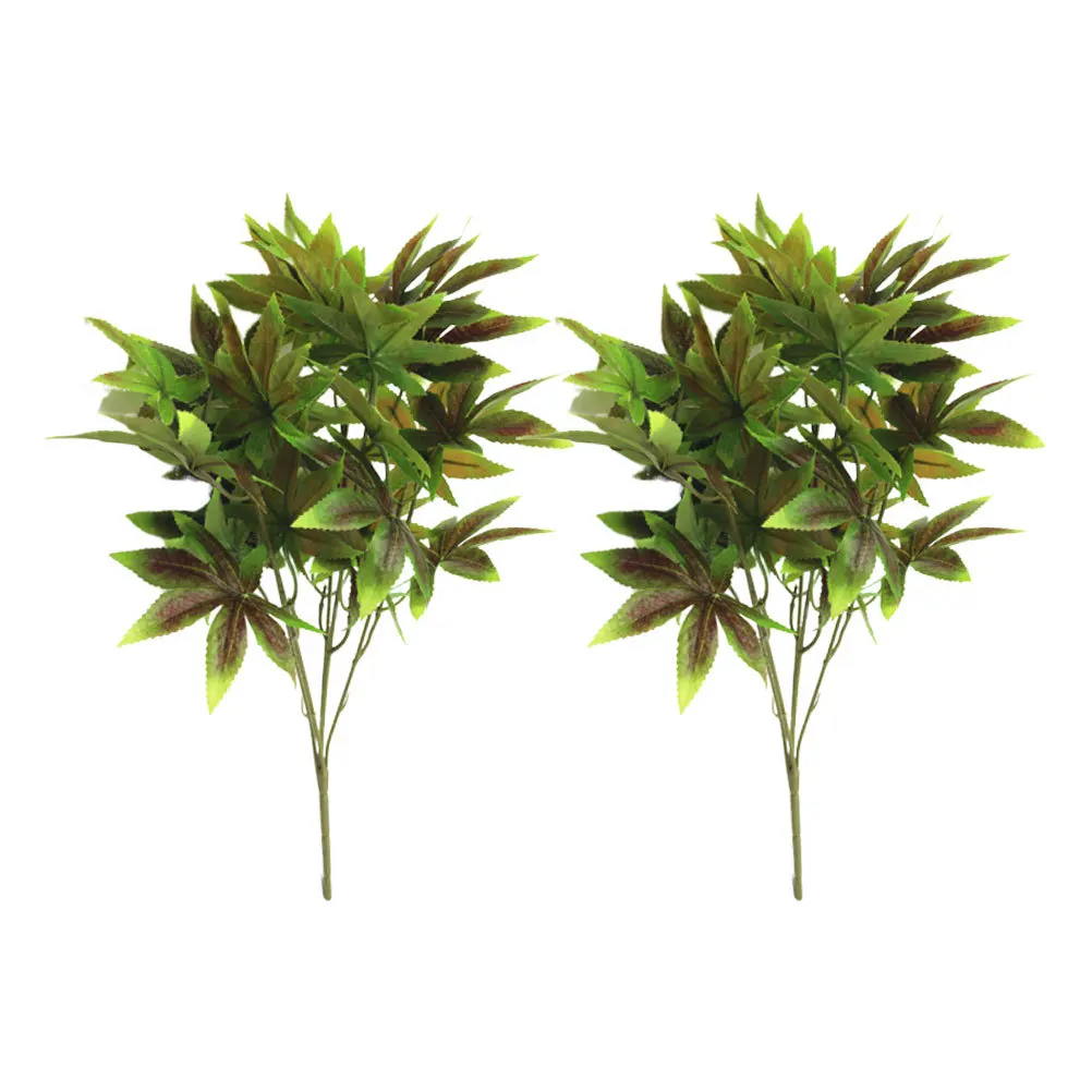 

2Pcs Lifelike Simulation Maple Leaf Artificial Plant Home Wedding Centerpiece Vase Decor Fake Foliage for Christmas Harvest