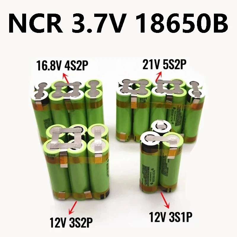 original NCR18650B 3400mah battery For 12V 16.8V 21V 25V battery screwdriver battery with weld soldering strip customize battery