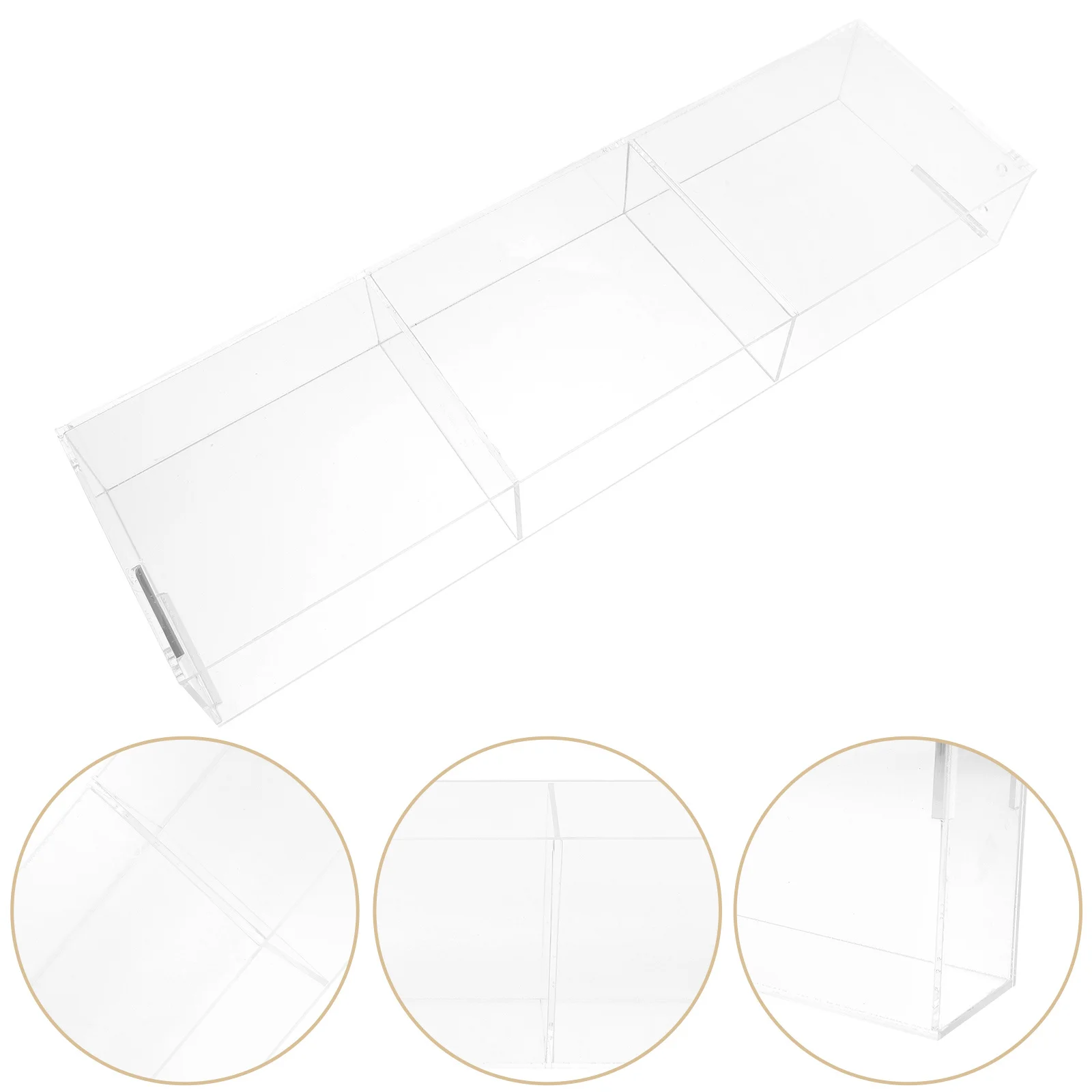 

Acrylic Display Stand 3 Section Layout Transparent Lottery Ticket Greeting Card Brochure Holder Stylish Minimalist Design