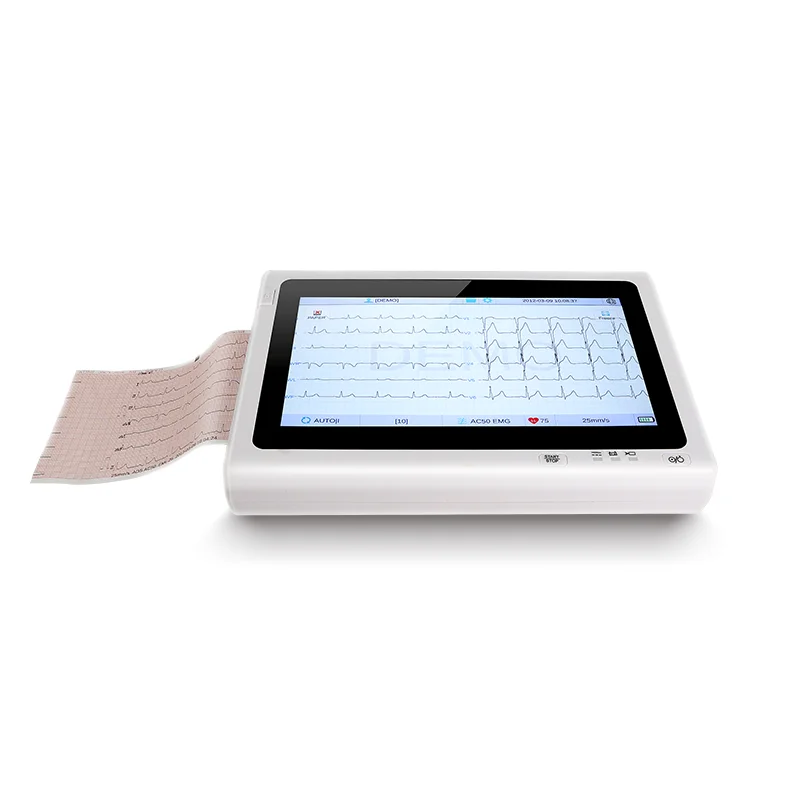 Электрический 12-канальный 6-волновой ЭКГ-аппарат Yonker 2026 с сенсорным экраном 10,4 дюйма, разрешением 1024x600, 7-8 часов автономной работы, для диагностики в ОРИТ