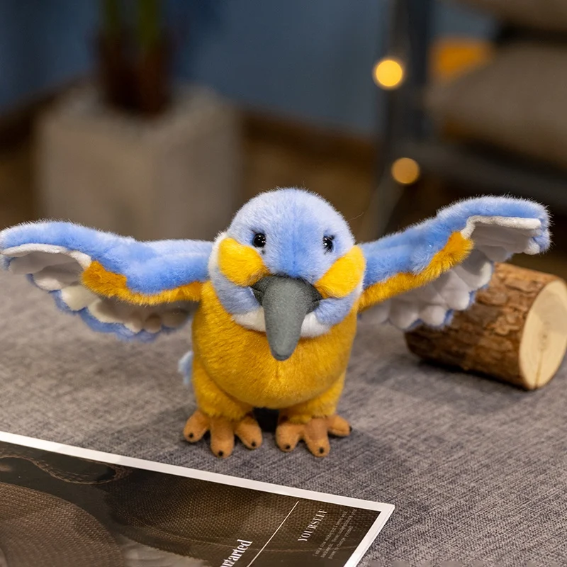 Realistic Kingfisher Plush Toy Cute Blue Yellow Bird Stuffed Doll With Spreadable Wings Home Desktop Decor Photography Gifts.