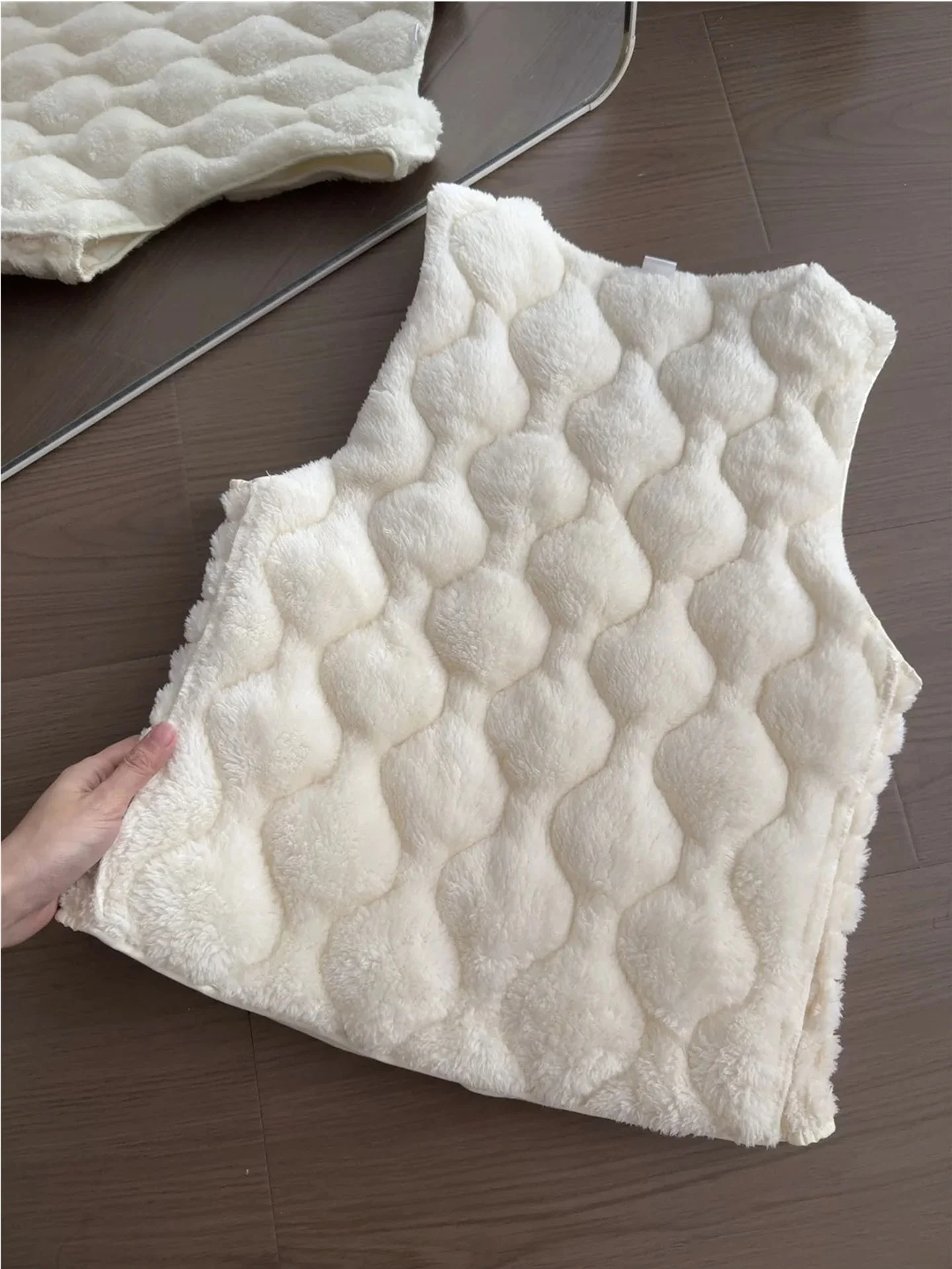 

Women's Cotton Jaet ort Sve Lamb Fur Inner Wear Top Autumn Winter Warm Vest Korean Sle Commute Faion plus Size