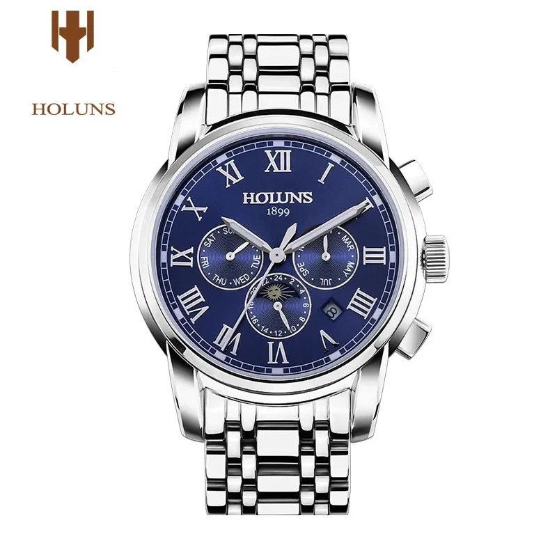 

Luxury HOLUNS Brand Men's Watch Automatic Mechanical Watches Full Steel Waterproof Male Casual Business Wrist Watch Clocks