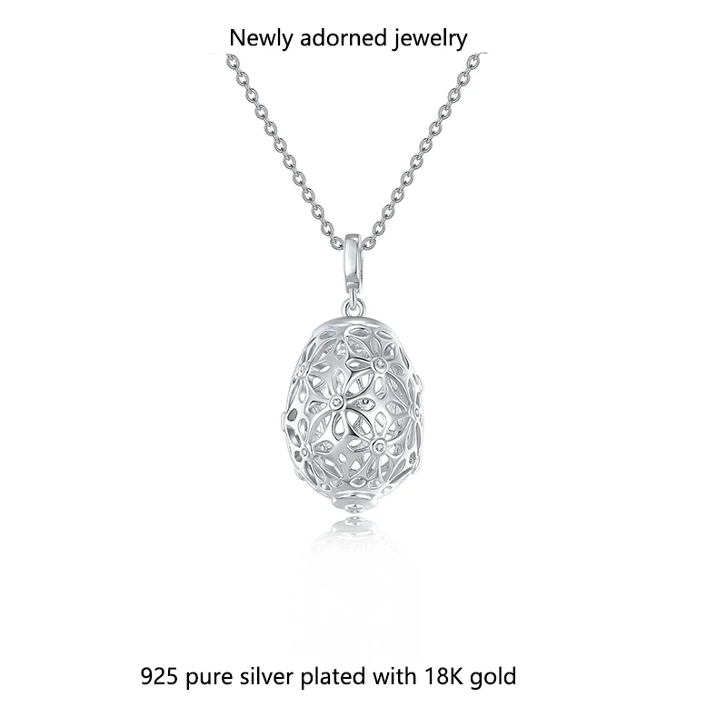 

S925 silver inlaid moissanite pendant, personalized design, hollowed-out round ball that rotates, suitable for pairing with neck