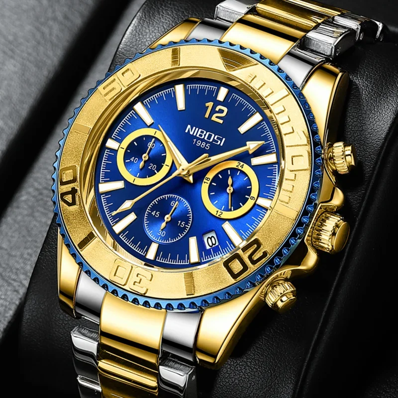 NIBOSI Luxury Brand Watch For Men Fashion Business Casual Sport Multifunctional Chronograph Men Wristwatch Relogio Masculino