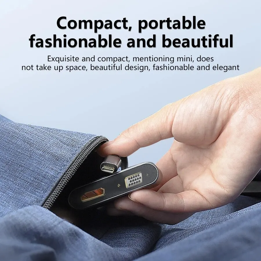 4-in-1 USB C Hub Type C 3.0 Adapter naar 4K HDMI VGA PD Snel opladen Splitter Docking Station Hub voor telefoon MacBook Laptop Computer