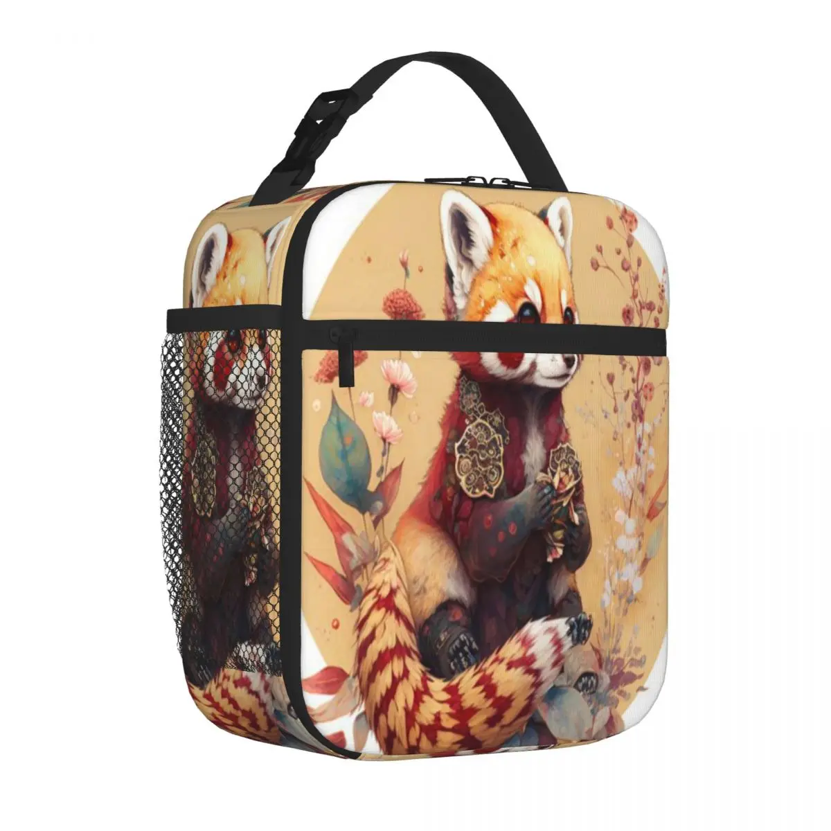 Hot Sale Red Panda Marble Print Thermal Tote Family Picnic Meal Prep Bag