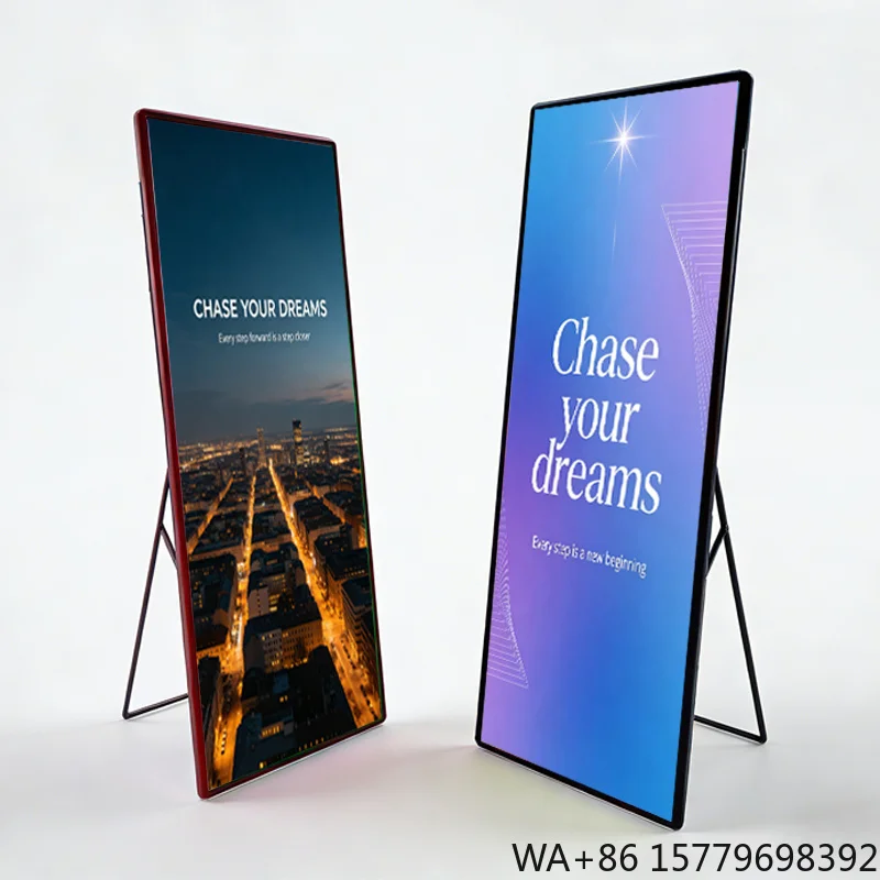 P1.2 P2.5 Pixel Pitch Portable Foldable Video Wall Display Wifi Controlled Led Poster Screen with Animation Elevator Wayfinding