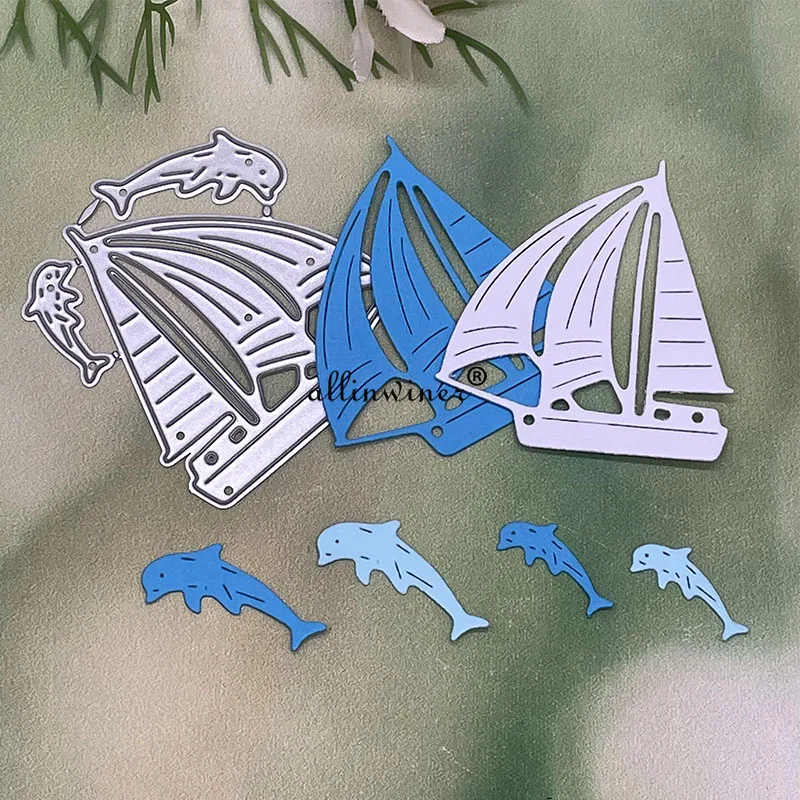 Sailboat dolphin Metal Cutting Dies Stencils For DIY Scrapbooking Decorative Embossing Handcraft Die Cutting Template