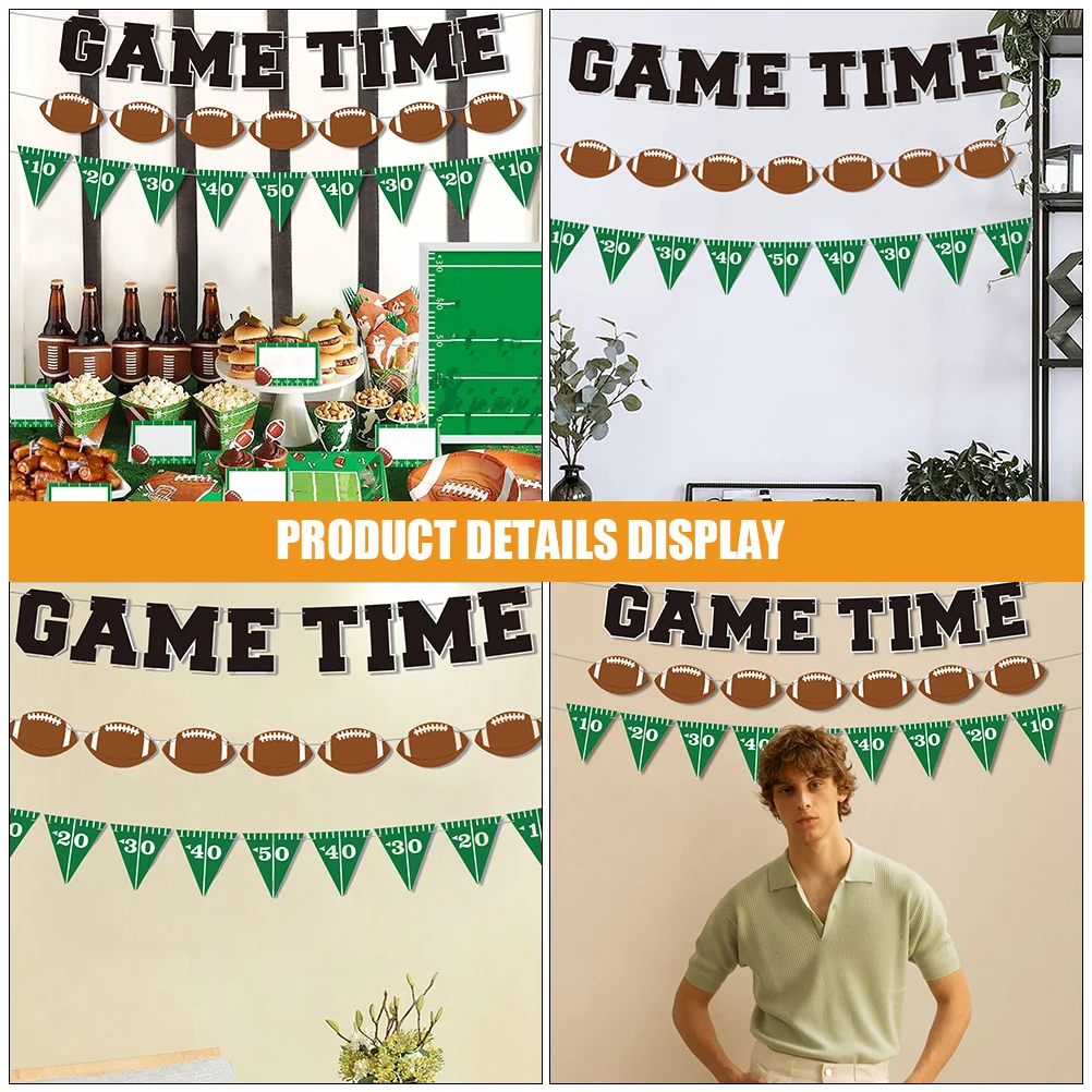 

3Sets Hanging Rugby Banner American Football Paper Flags Sports Theme Party Decorations for Birthday Home Wall Hanging Pendant