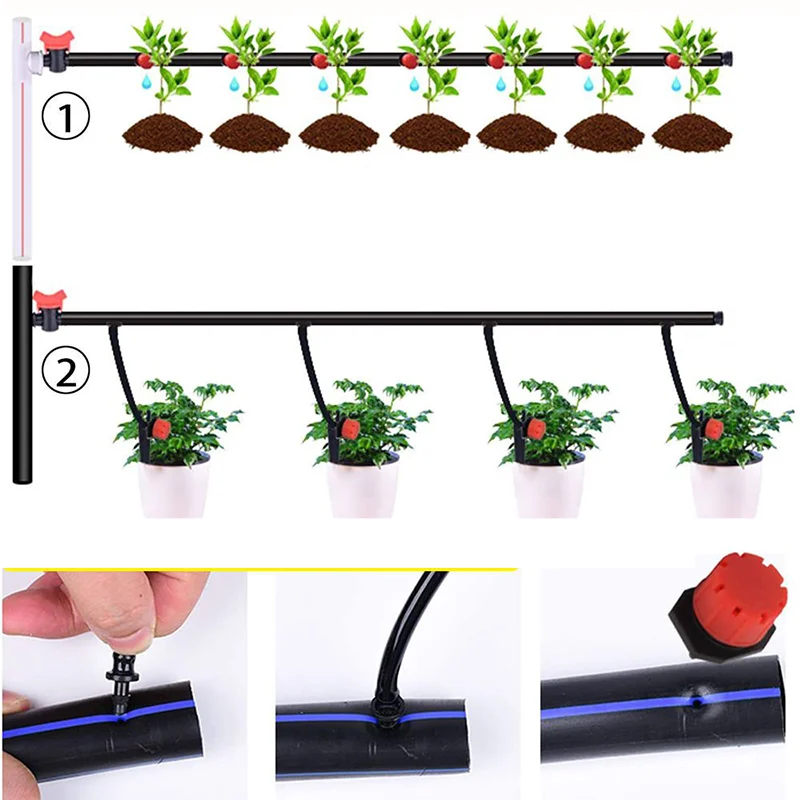 New 50 Pcs Adjustable Dripper Red Micro Drip Irrigation Watering Anti-clogging Emitter Garden Supplies for 1/4 inch Hose